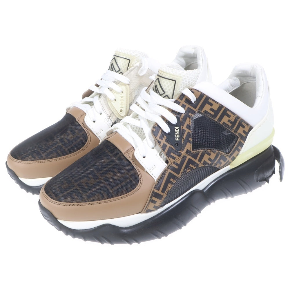 FENDI(フェンディ) ズッカ柄 カーフレザー ローカットスニーカー ホワイト/ブラウン