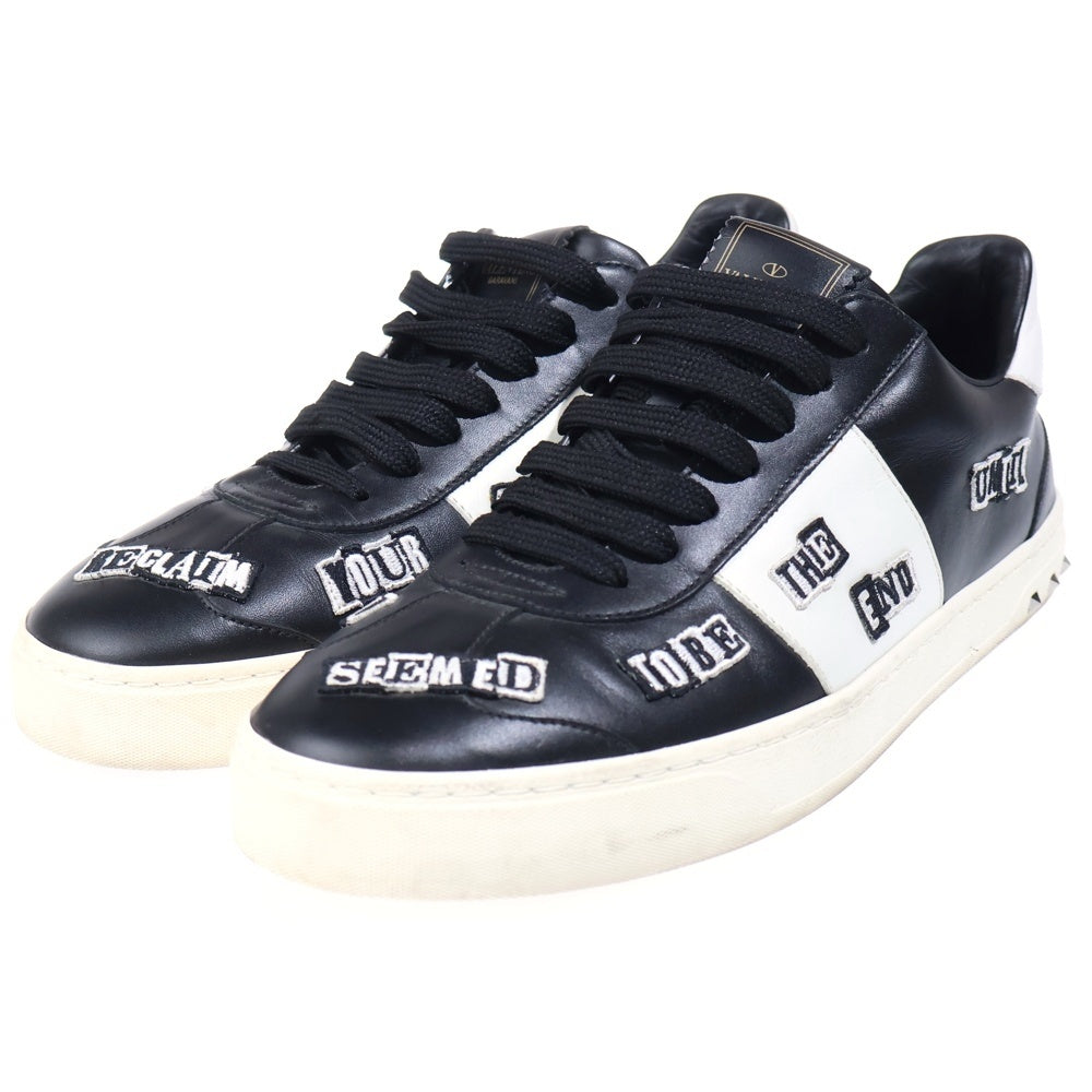 VALENTINO(ヴァレンティノ) Flycrew Rockstud Embroidered Leather Sneaker ロックスタッズ刺繍レザースニーカー シューズ ブラック/ホワイト TNA08Y0