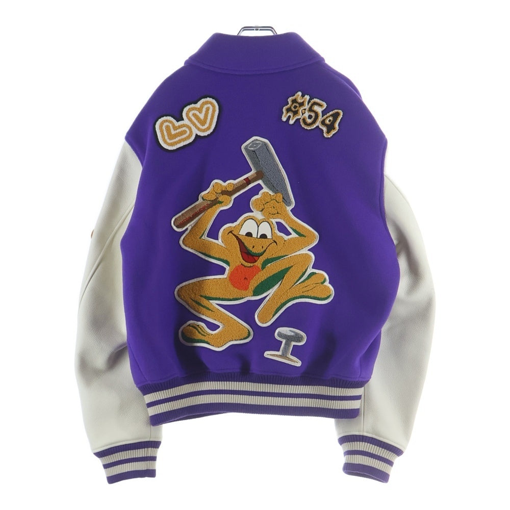 LOUIS VUITTON(ルイヴィトン) 22AW Multi Pached Mix Leather Varsity Blouson マルチパッチミックスレザーバーシティブルゾン ジャケット スタジャン ブルー/ホワイト RM222 MJY HNL90E