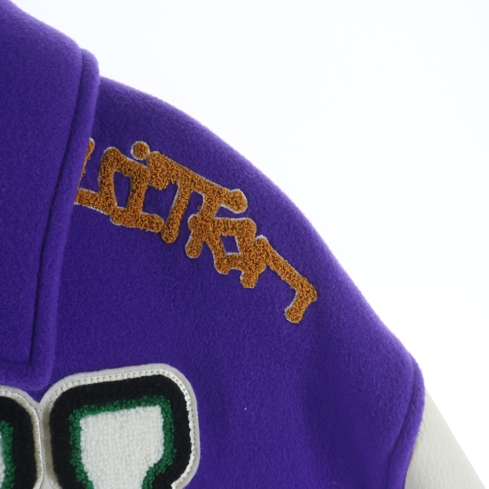 LOUIS VUITTON(ルイヴィトン) 22AW Multi Pached Mix Leather Varsity Blouson マルチパッチミックスレザーバーシティブルゾン ジャケット スタジャン ブルー/ホワイト RM222 MJY HNL90E