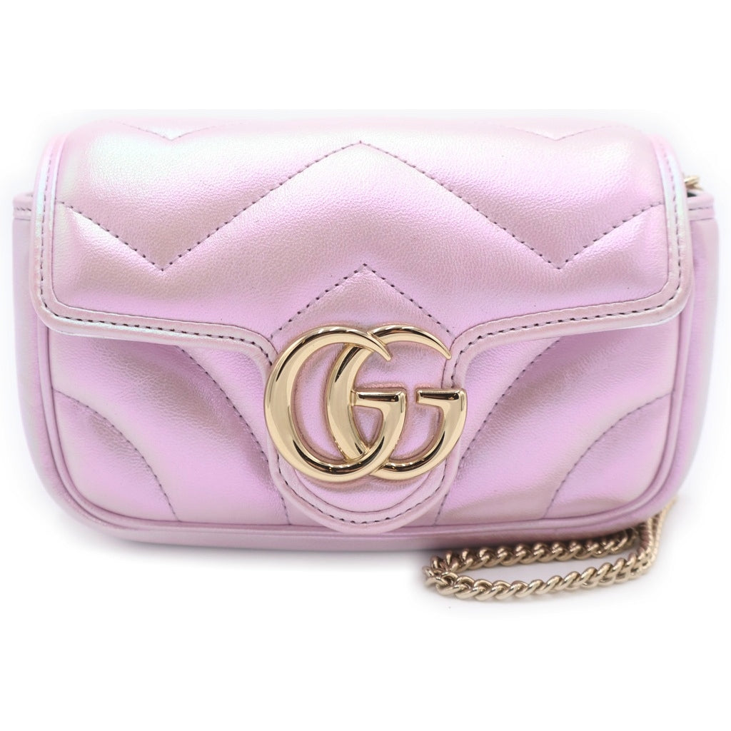 GUCCI(グッチ) GGマーモント ミニレザーチェーンショルダーバッグ ピンク 476433 レディース