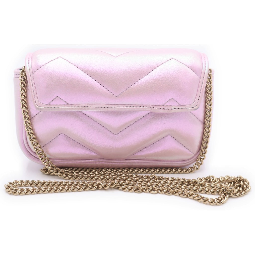 GUCCI(グッチ) GGマーモント ミニレザーチェーンショルダーバッグ ピンク 476433 レディース