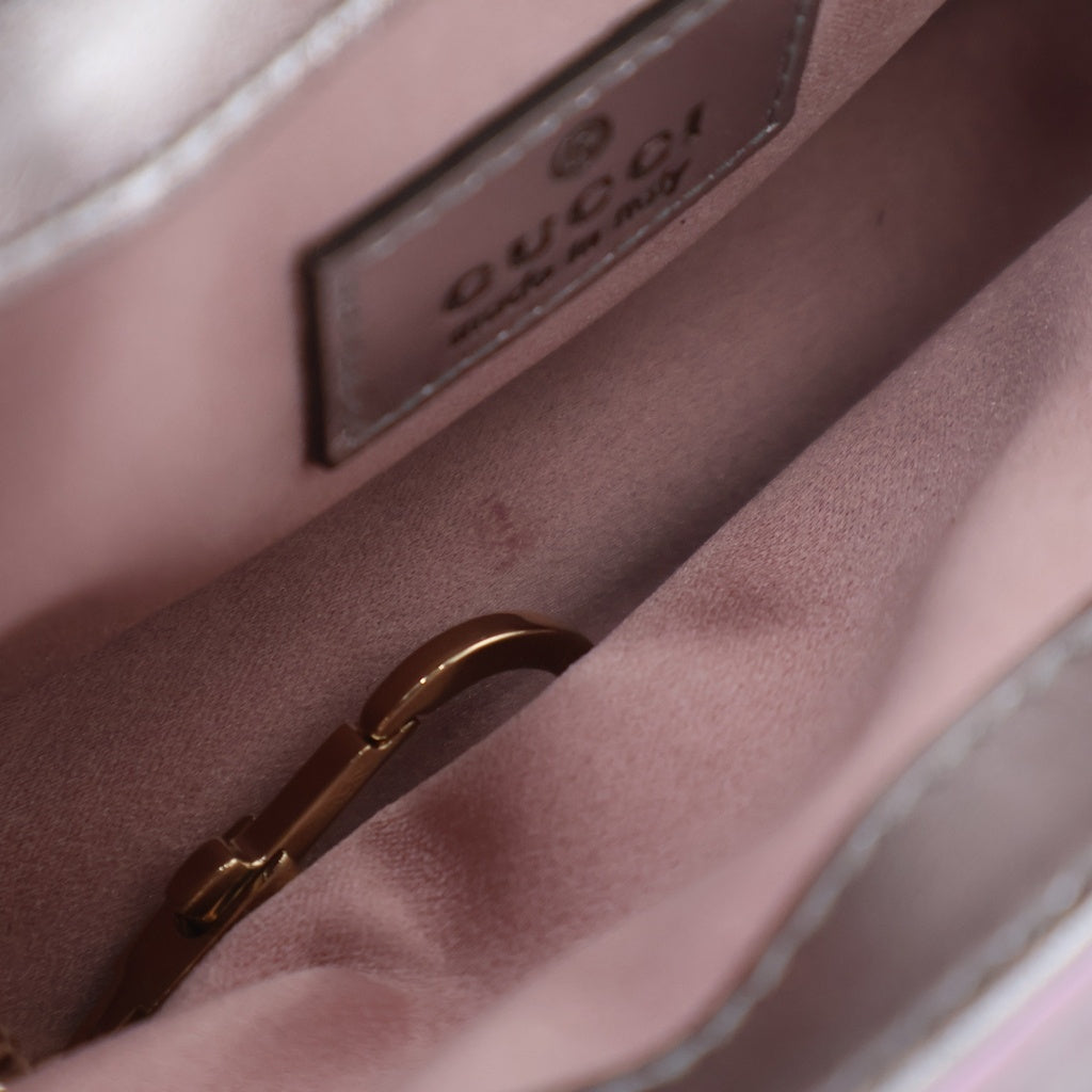 GUCCI(グッチ) GGマーモント ミニレザーチェーンショルダーバッグ ピンク 476433 レディース