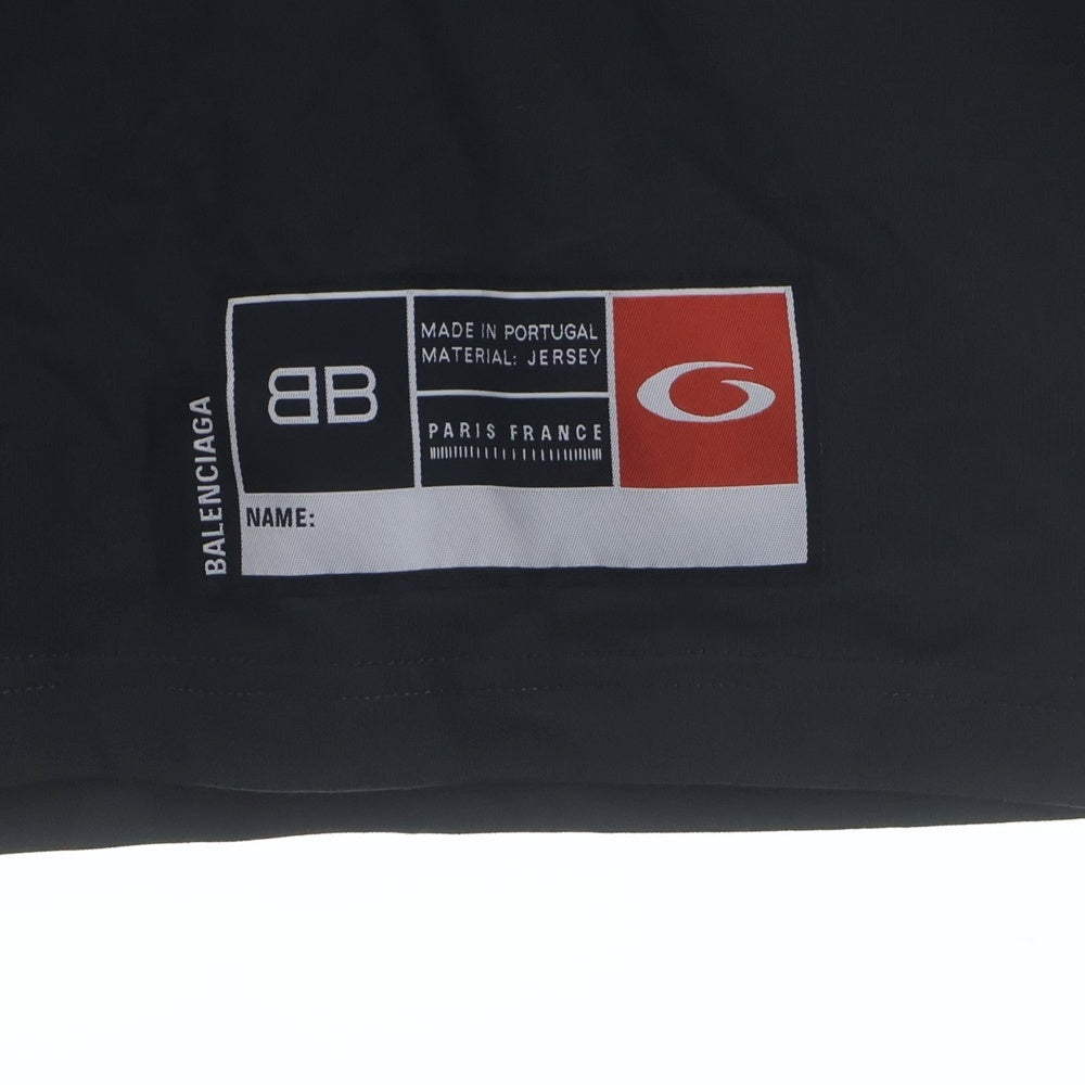 BALENCIAGA(バレンシアガ) 25SS BASKETBALL SERIES バスケットシリーズ ロゴ刺繍デザイン クルーネック半袖Tシャツ カットソー ブラック 787349 TRVW9