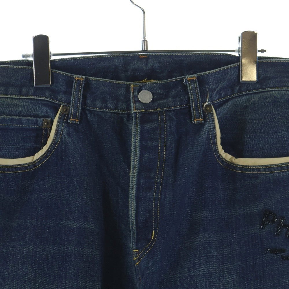 UNDERCOVER(アンダーカバー) 26SS but beautiful BUT 復刻 ビーズ 刺繍加工デニムパンツ ストレートパンツ インディゴ UC1F4503-2