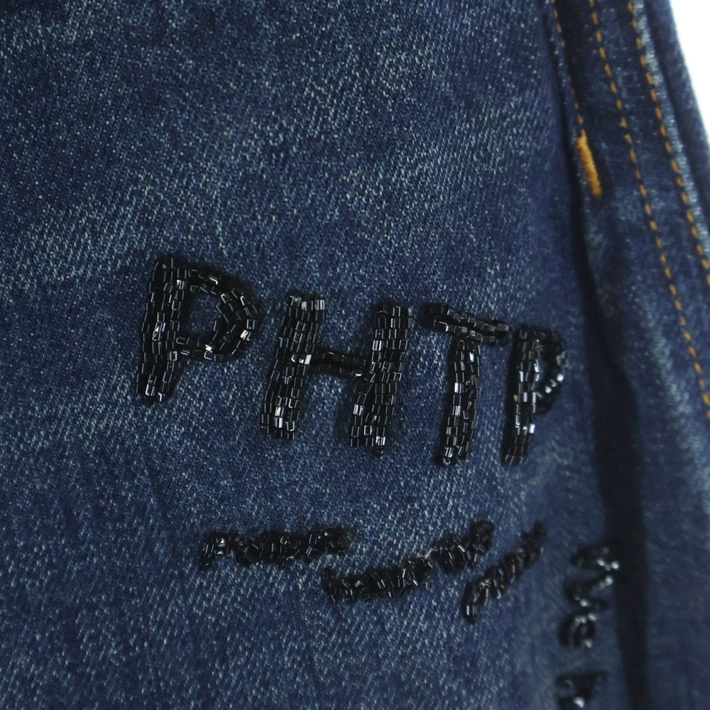 UNDERCOVER(アンダーカバー) 26SS but beautiful BUT 復刻 ビーズ 刺繍加工デニムパンツ ストレートパンツ インディゴ UC1F4503-2
