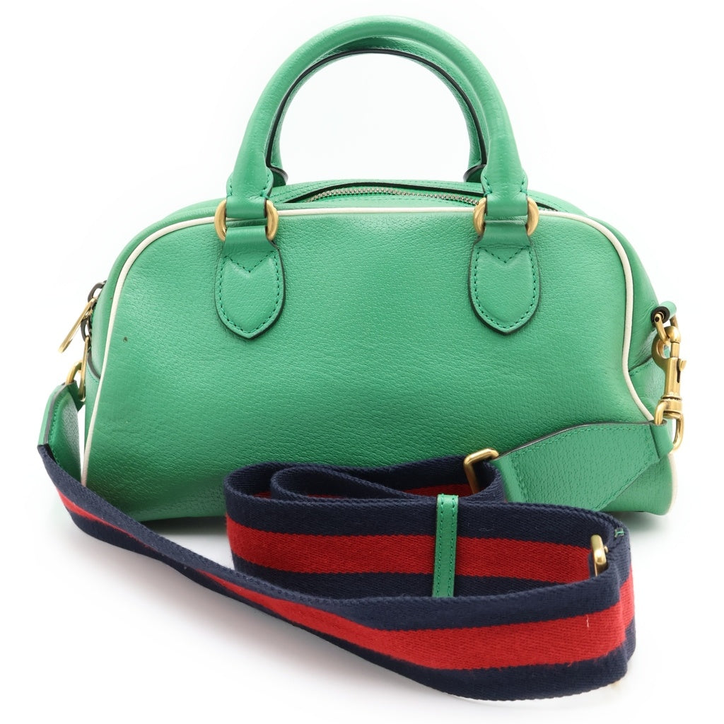 GUCCI(グッチ) ×adidas 2WAY ダッフル レザーボストンバッグ ショルダーバッグ グリーン 727558