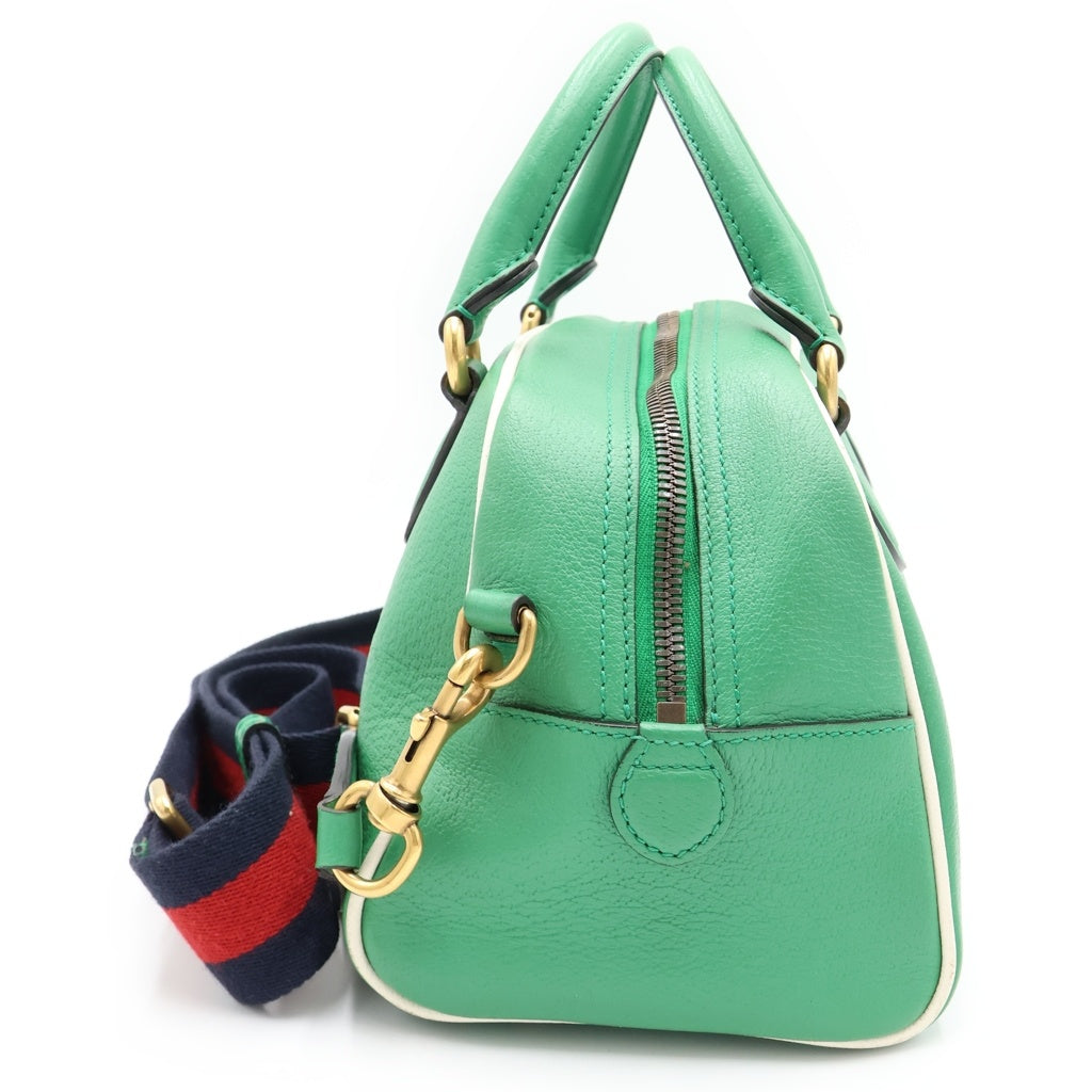 GUCCI(グッチ) ×adidas 2WAY ダッフル レザーボストンバッグ ショルダーバッグ グリーン 727558