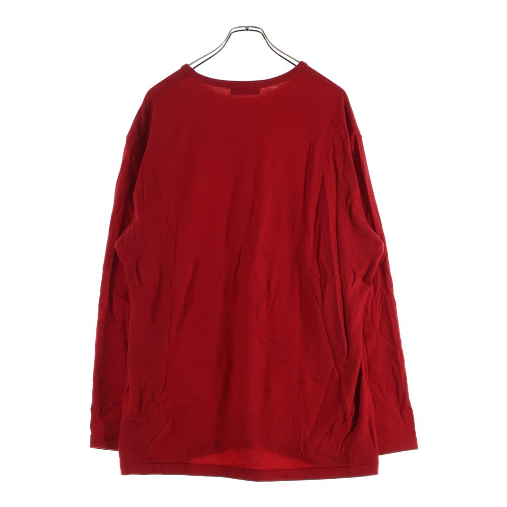 Yohji Yamamoto POUR HOMME(ヨウジヤマモト プールオム) 21AW ウール エアー天竺 丸首長袖ニットソー レッド Tシャツ/セーター HX-T04-170