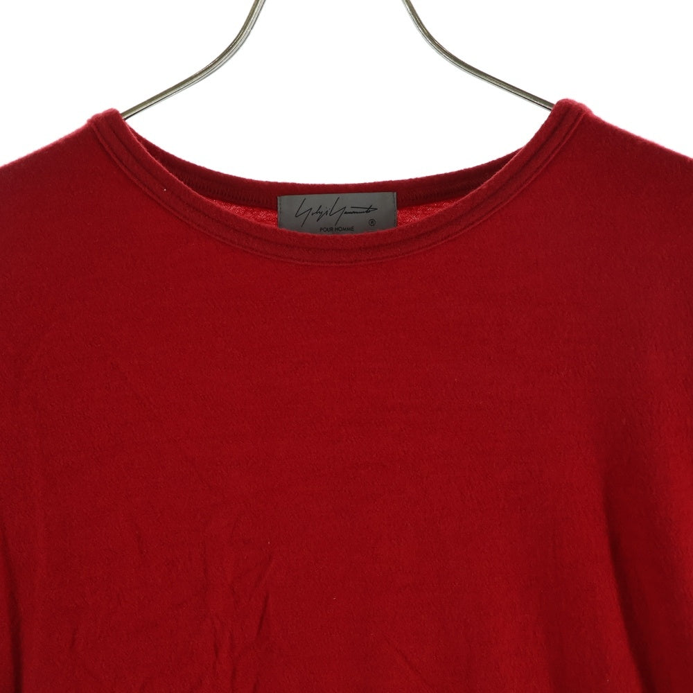 Yohji Yamamoto POUR HOMME(ヨウジヤマモト プールオム) 21AW ウール エアー天竺 丸首長袖ニットソー レッド Tシャツ/セーター HX-T04-170