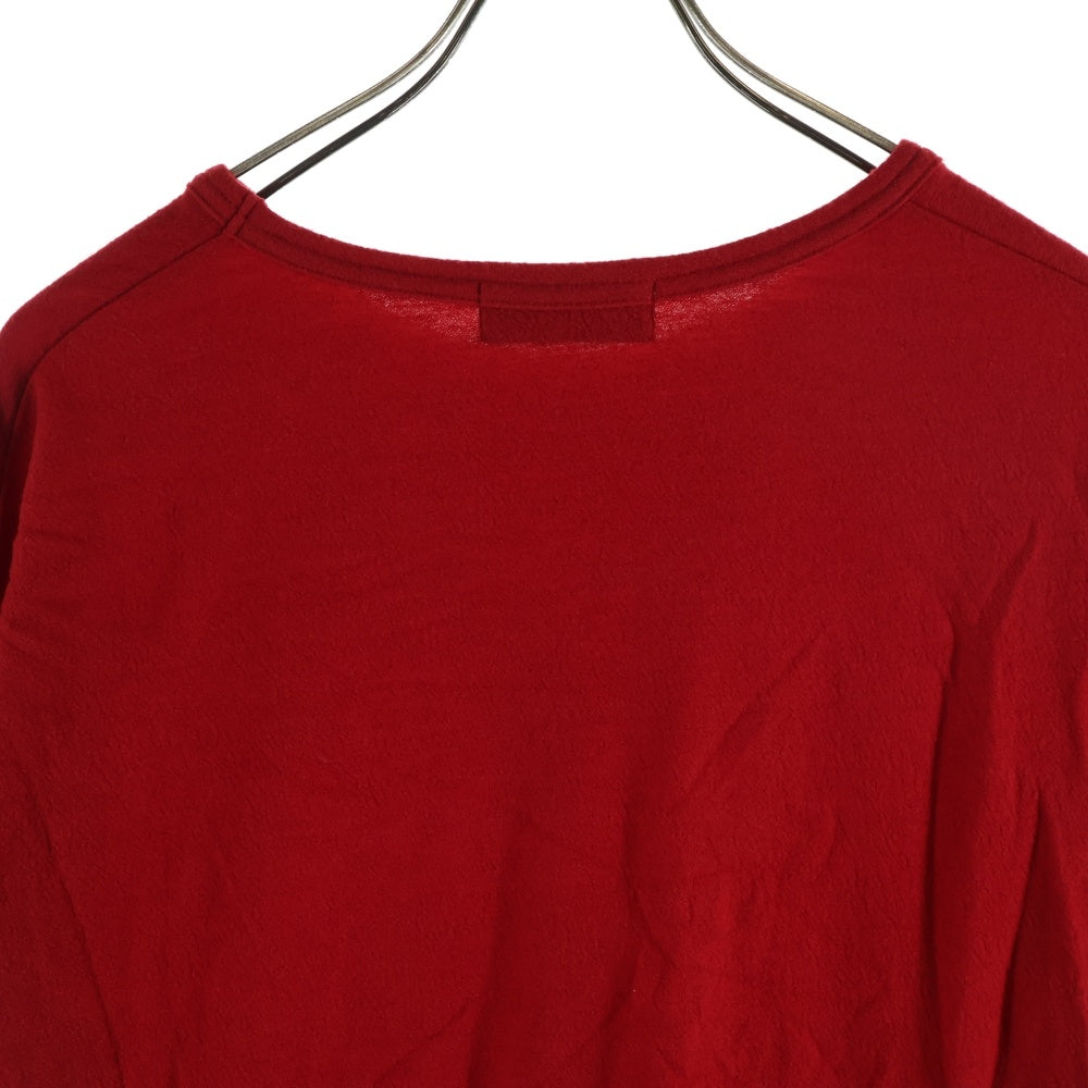 Yohji Yamamoto POUR HOMME(ヨウジヤマモト プールオム) 21AW ウール エアー天竺 丸首長袖ニットソー レッド Tシャツ/セーター HX-T04-170