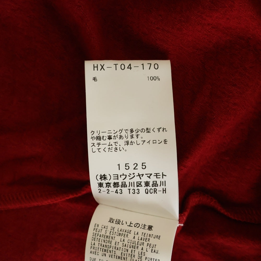 Yohji Yamamoto POUR HOMME(ヨウジヤマモト プールオム) 21AW ウール エアー天竺 丸首長袖ニットソー レッド Tシャツ/セーター HX-T04-170