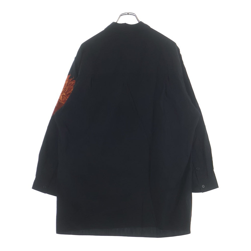 Yohji Yamamoto POUR HOMME(ヨウジヤマモト プールオム) 22SS ダリア刺繍 長袖シャツ HG-B90-034 ブラック