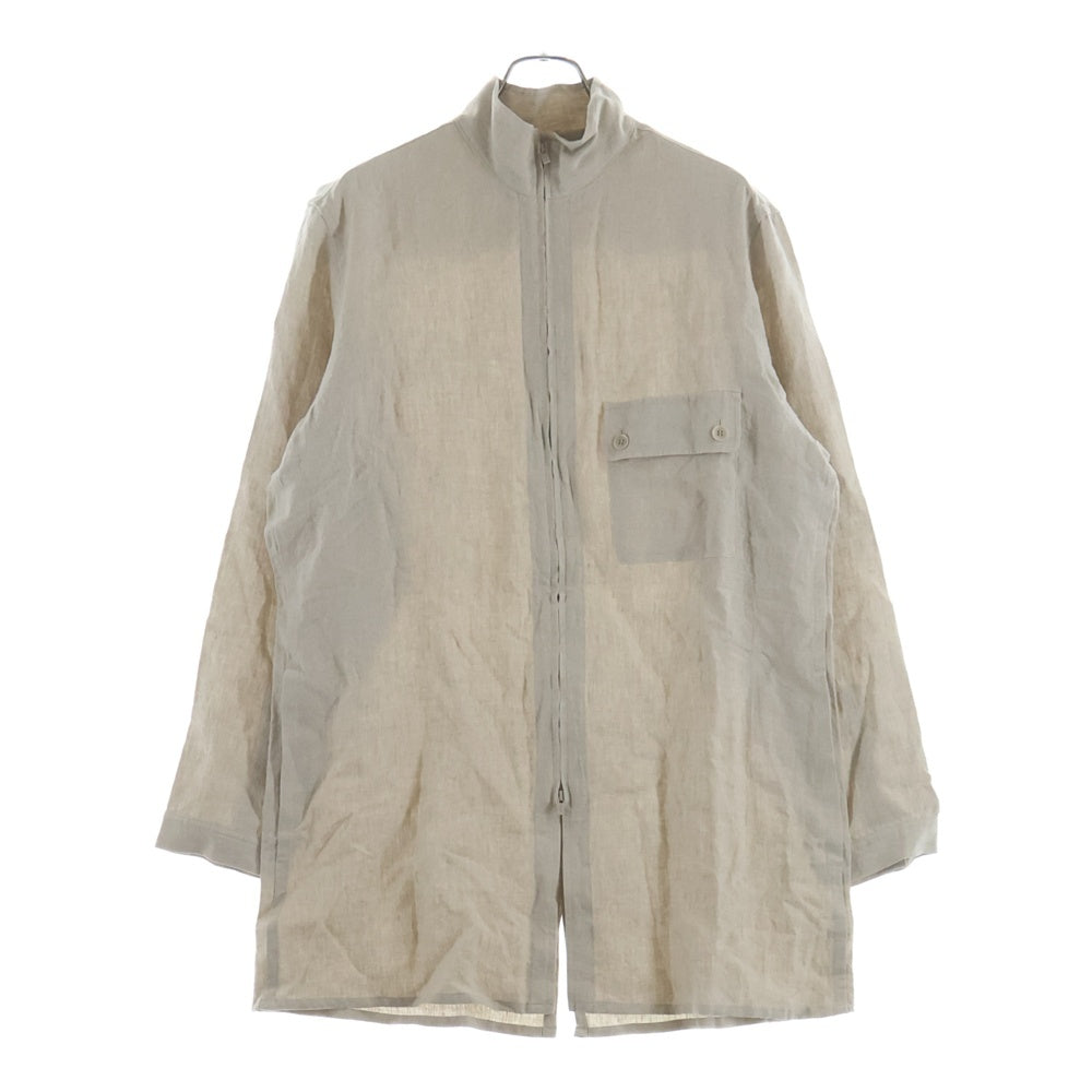 Yohji Yamamoto POUR HOMME(ヨウジヤマモト プールオム) 22SS HIGH COUNT LINEN ZIP OPEN BLOUSE リネン ジップアップシャツ ベージュ HG-B28-301