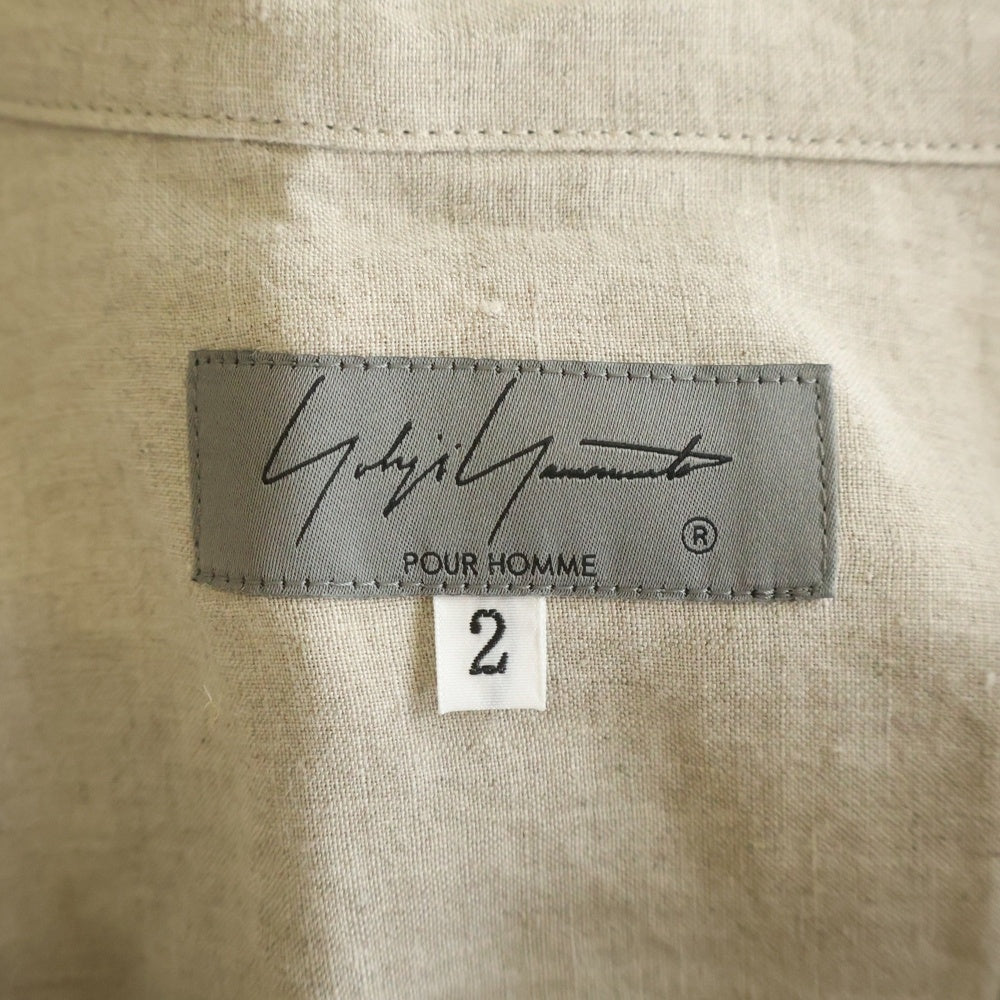 Yohji Yamamoto POUR HOMME(ヨウジヤマモト プールオム) 22SS HIGH COUNT LINEN ZIP OPEN BLOUSE リネン ジップアップシャツ ベージュ HG-B28-301