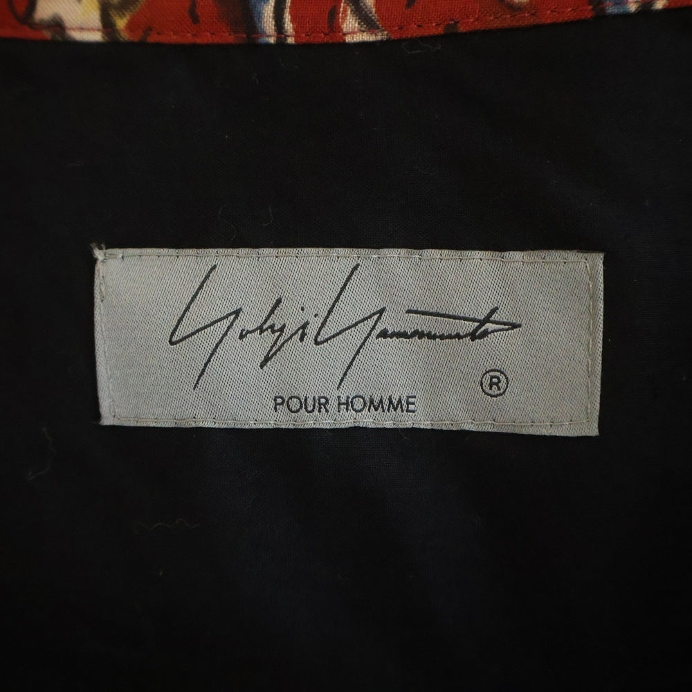 Yohji Yamamoto POUR HOMME(ヨウジヤマモト プールオム) 23SS SHIRT WITH DOUBLE LAYERED FRONT フロントレイヤード 総柄 長袖シャツ HZ-B82-837 レッド