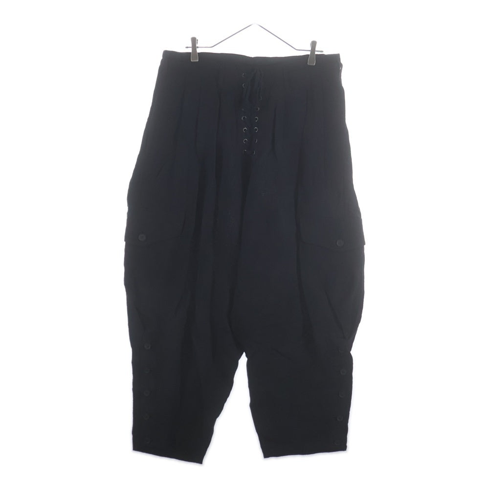 Yohji Yamamoto POUR HOMME(ヨウジヤマモト プールオム) 21SS LINEN ddw HEM ADJUSTFOLD PANTS リネン ワイドパンツ HD-P47-303 ブラック