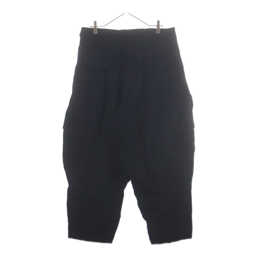 Yohji Yamamoto POUR HOMME(ヨウジヤマモト プールオム) 21SS LINEN ddw HEM ADJUSTFOLD PANTS リネン ワイドパンツ HD-P47-303 ブラック