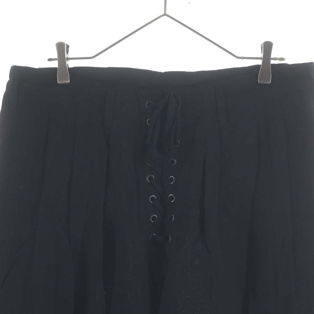 Yohji Yamamoto POUR HOMME(ヨウジヤマモト プールオム) 21SS LINEN ddw HEM ADJUSTFOLD PANTS リネン ワイドパンツ HD-P47-303 ブラック