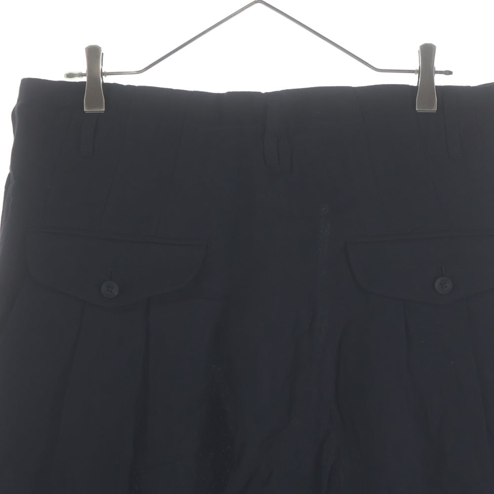 Yohji Yamamoto POUR HOMME(ヨウジヤマモト プールオム) 21SS LINEN ddw HEM ADJUSTFOLD PANTS リネン ワイドパンツ HD-P47-303 ブラック