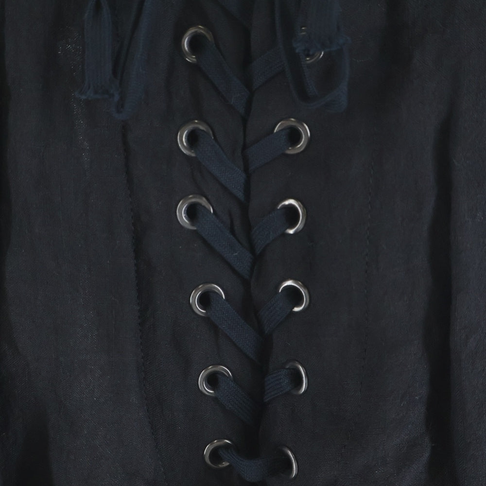 Yohji Yamamoto POUR HOMME(ヨウジヤマモト プールオム) 21SS LINEN ddw HEM ADJUSTFOLD PANTS リネン ワイドパンツ HD-P47-303 ブラック