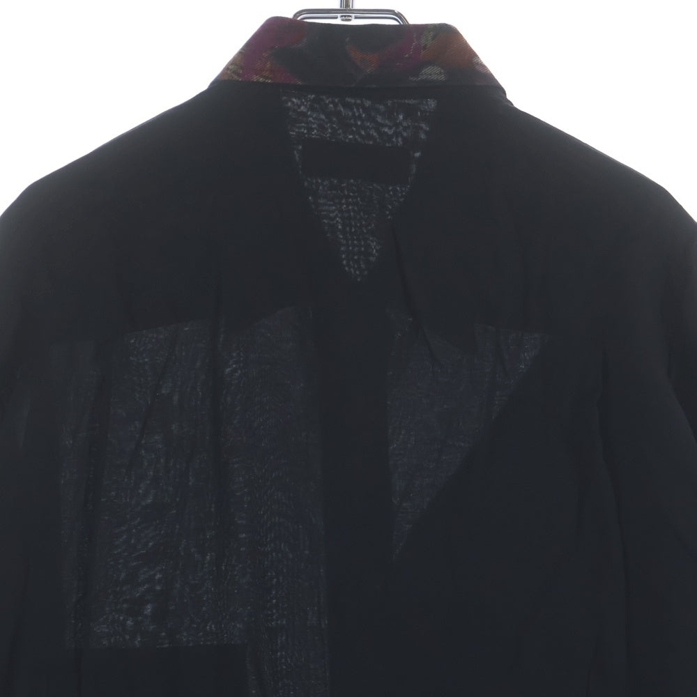 Yohji Yamamoto POUR HOMME(ヨウジヤマモト プールオム) 柄衿パッチワーク付き長袖シャツ HZ-B60-212 ブラック