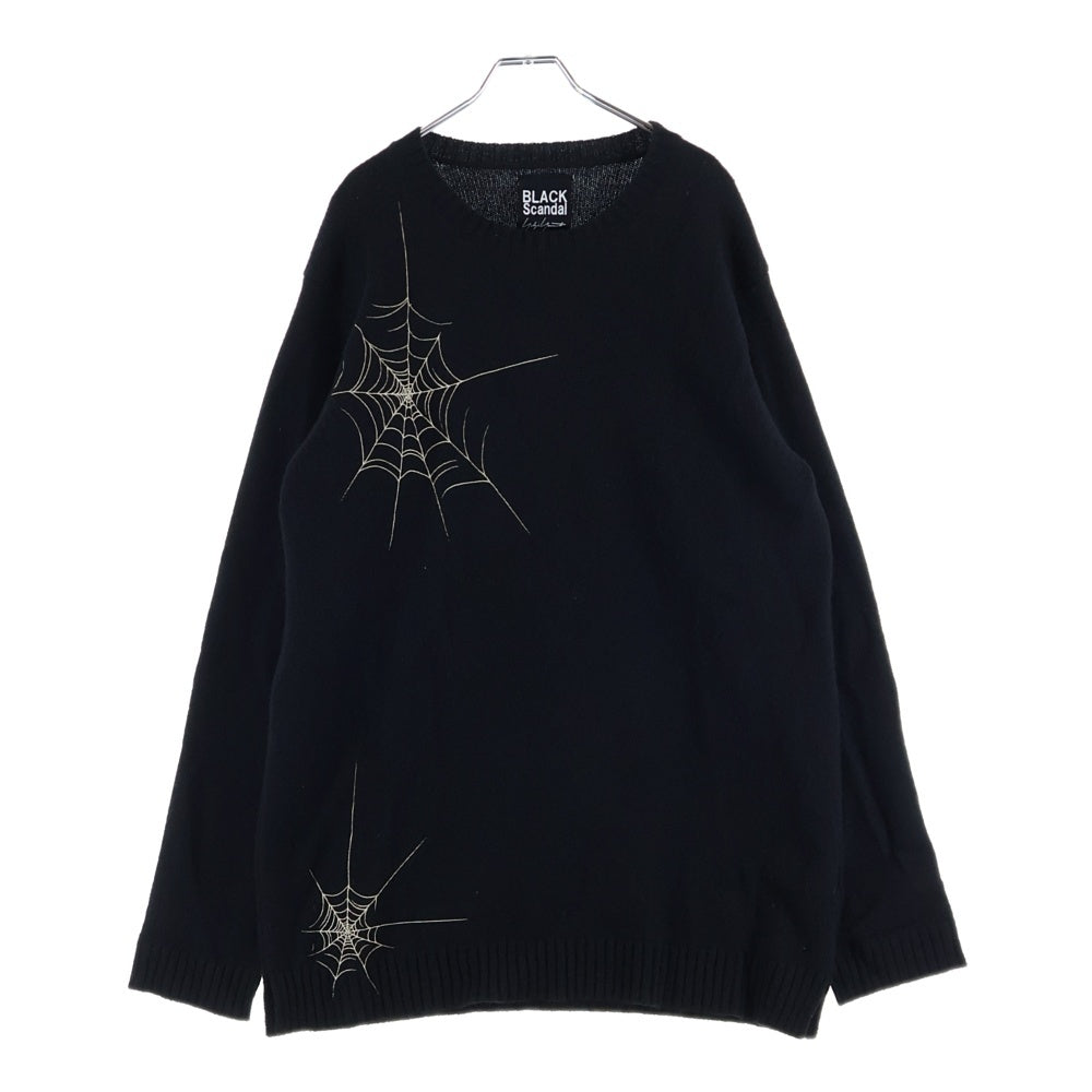 BLACK Scandal Yohji Yamamoto(ブラックスキャンダルヨウジヤマモト) 18AW 蜘蛛の巣クルーネックセーター ブラック HV-K06-189