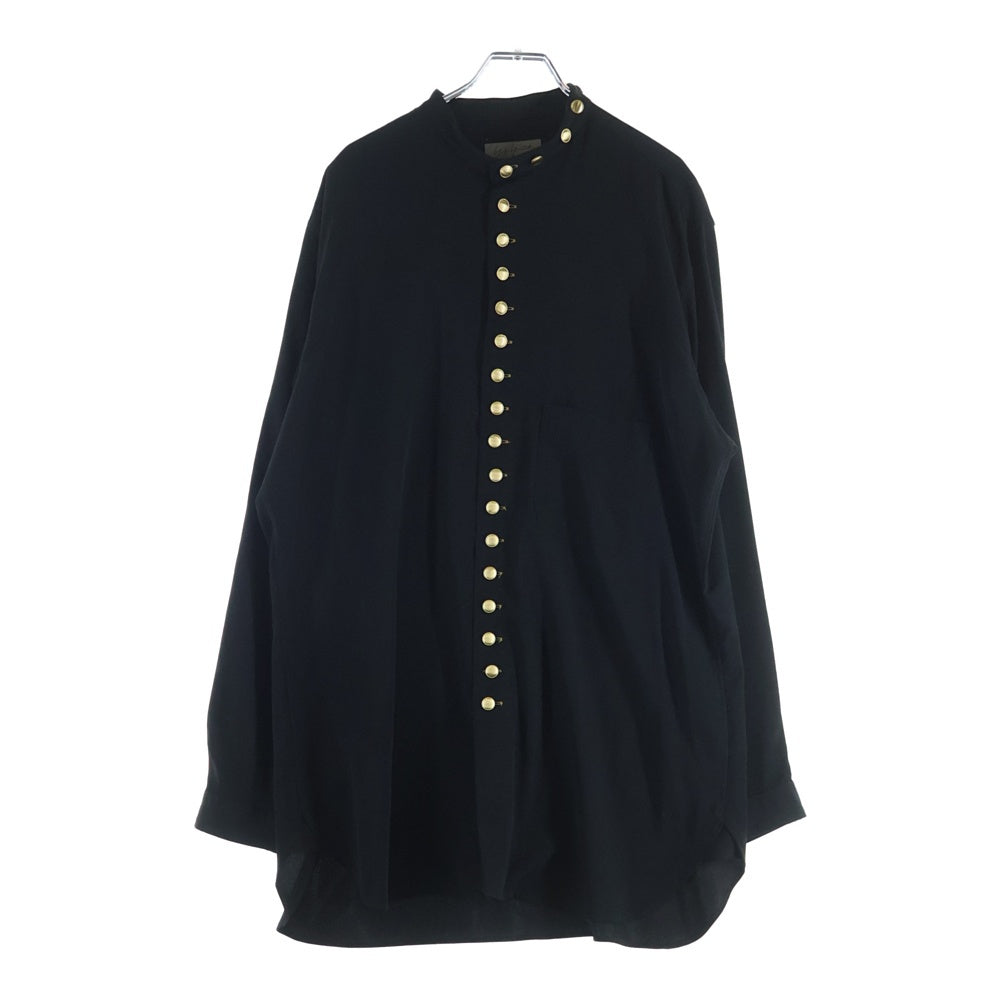 Yohji Yamamoto POUR HOMME(ヨウジヤマモト プールオム) 19AW 細スタンドシャツ金釦 長袖シャツ HC-B44-501 ブラック
