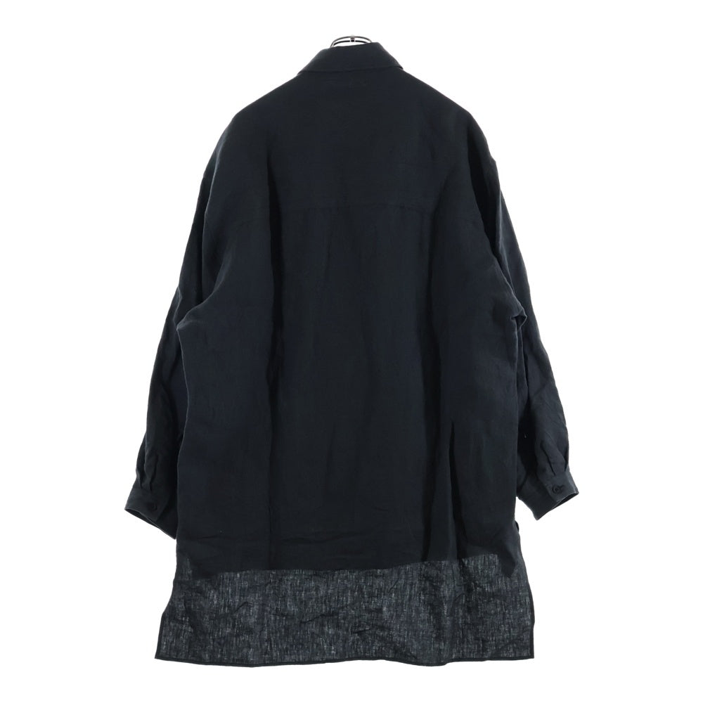 Yohji Yamamoto POUR HOMME(ヨウジヤマモト プールオム) 22SS リネン トッパー ロングシャツ HG-Y60-336 チャコール