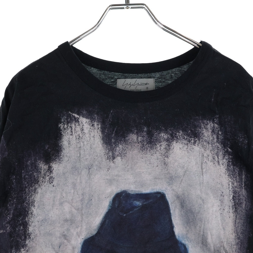 Yohji Yamamoto POUR HOMME(ヨウジヤマモト プールオム) 22AW INKJET PRINT LONG SLEEVES インクジェット プリント 長袖Tシャツ ブラック HE-T74-083