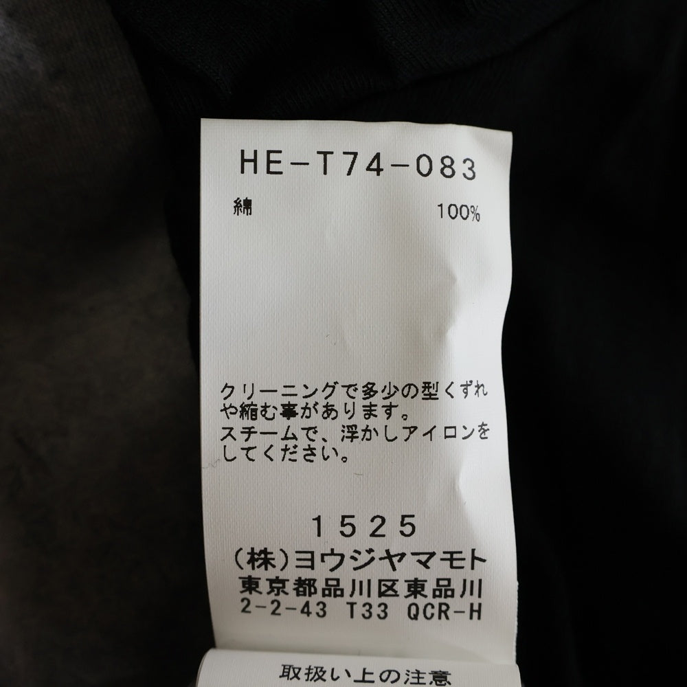 Yohji Yamamoto POUR HOMME(ヨウジヤマモト プールオム) 22AW INKJET PRINT LONG SLEEVES インクジェット プリント 長袖Tシャツ ブラック HE-T74-083