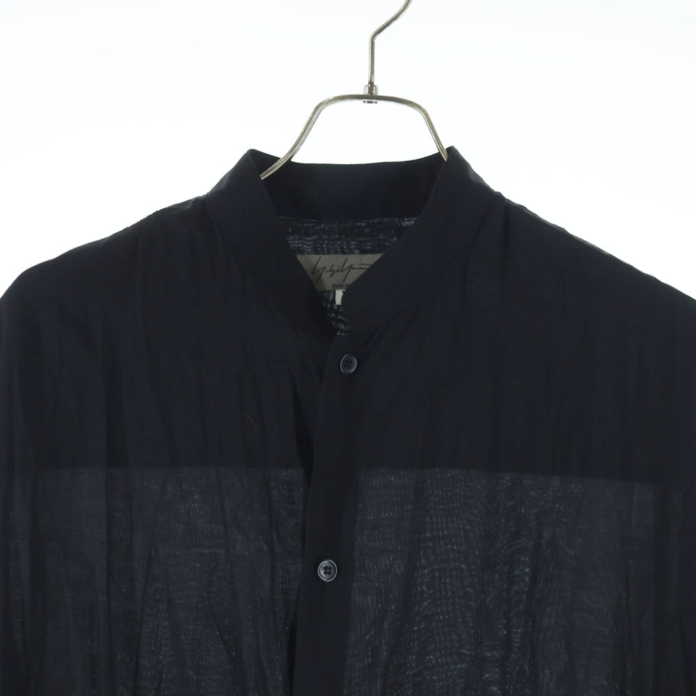 Yohji Yamamoto POUR HOMME(ヨウジヤマモト プールオム) 19SS スタンドカラー ロングブラウス スリット 長袖シャツ ブラック HH-B27-202