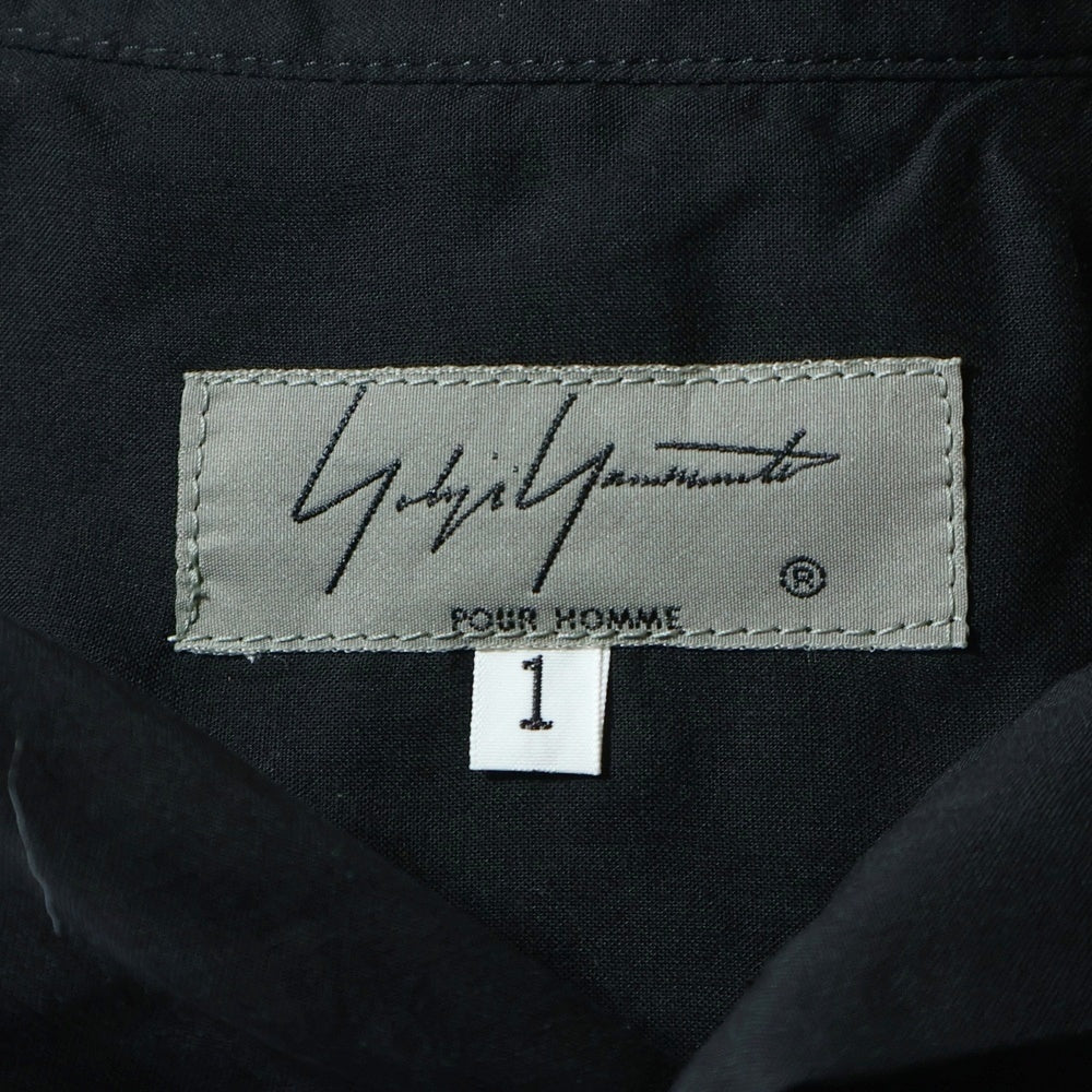 Yohji Yamamoto POUR HOMME(ヨウジヤマモト プールオム) 19SS スタンドカラー ロングブラウス スリット 長袖シャツ ブラック HH-B27-202