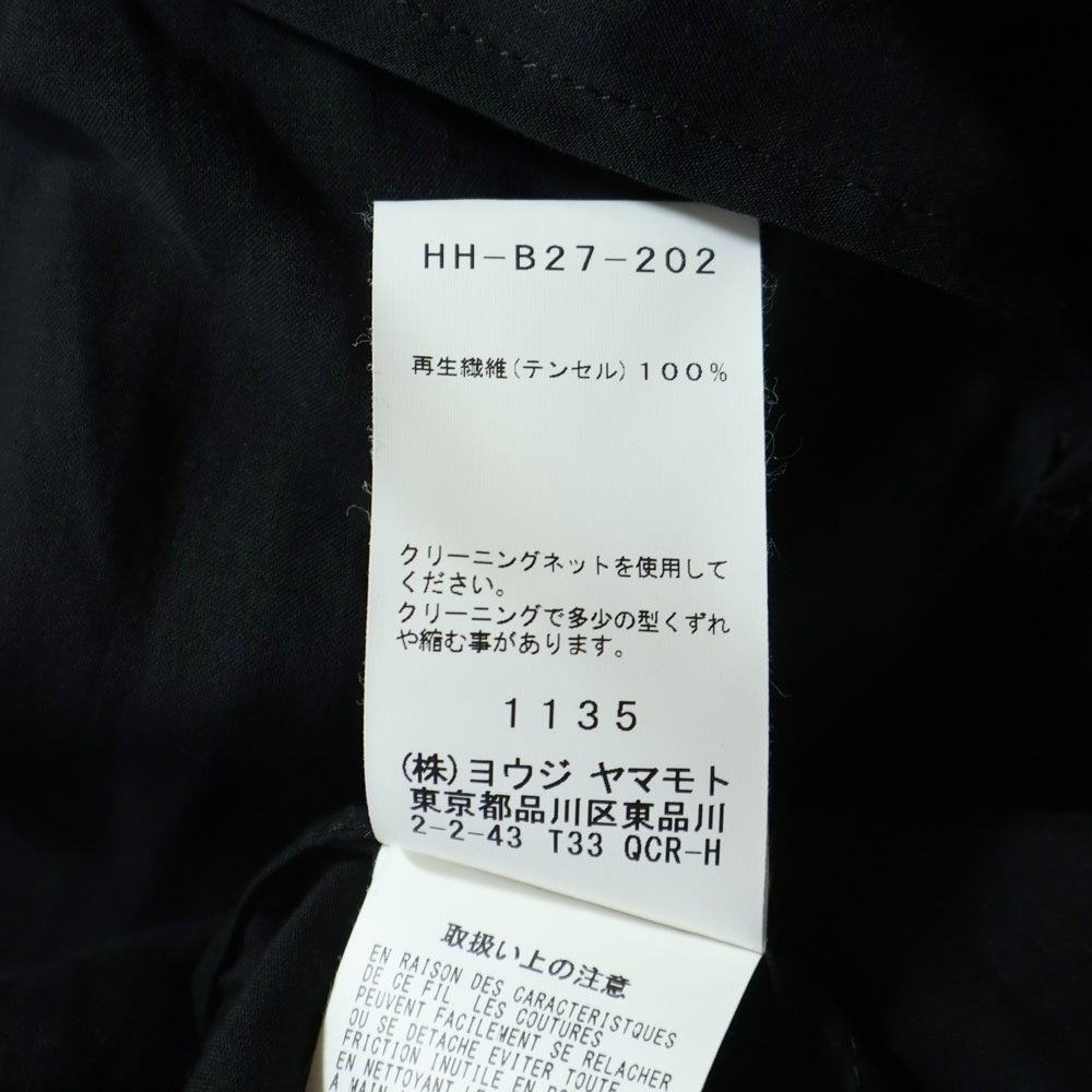 Yohji Yamamoto POUR HOMME(ヨウジヤマモト プールオム) 19SS スタンドカラー ロングブラウス スリット 長袖シャツ ブラック HH-B27-202