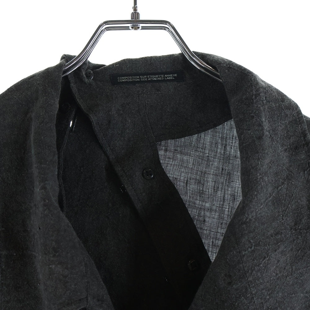 Yohji Yamamoto POUR HOMME(ヨウジヤマモト プールオム) リネン ボタン 切替えデザイン デニムロングコートHD-J31-306 ブラック