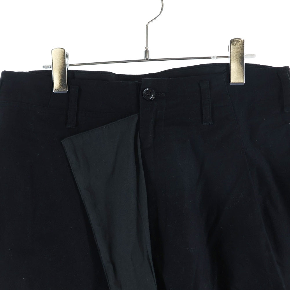 Yohji Yamamoto POUR HOMME(ヨウジヤマモト プールオム) 17SS 右前垂らし布 コットンギャバショートパンツ ショーツ ブラック HD-P59-036