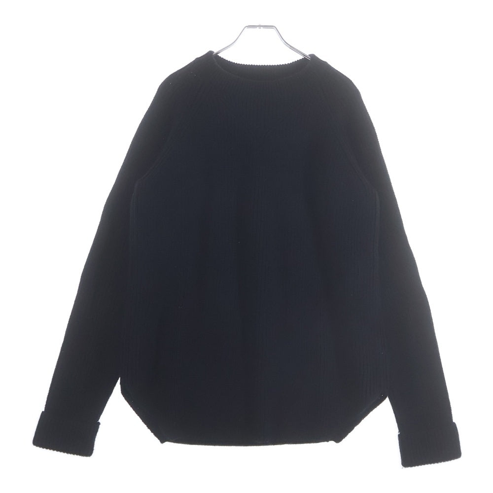 YOHJI YAMAMOTO REGULATION(ヨウジヤマモト レギュレーション) 丸首裾ラウンドセーター クルーネックニット ブラック HR-K51-189