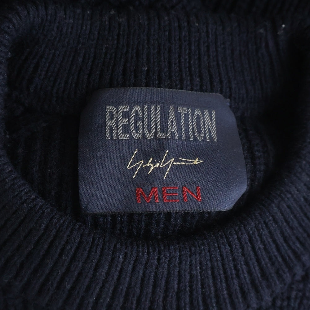 YOHJI YAMAMOTO REGULATION(ヨウジヤマモト レギュレーション) 丸首裾ラウンドセーター クルーネックニット ブラック HR-K51-189
