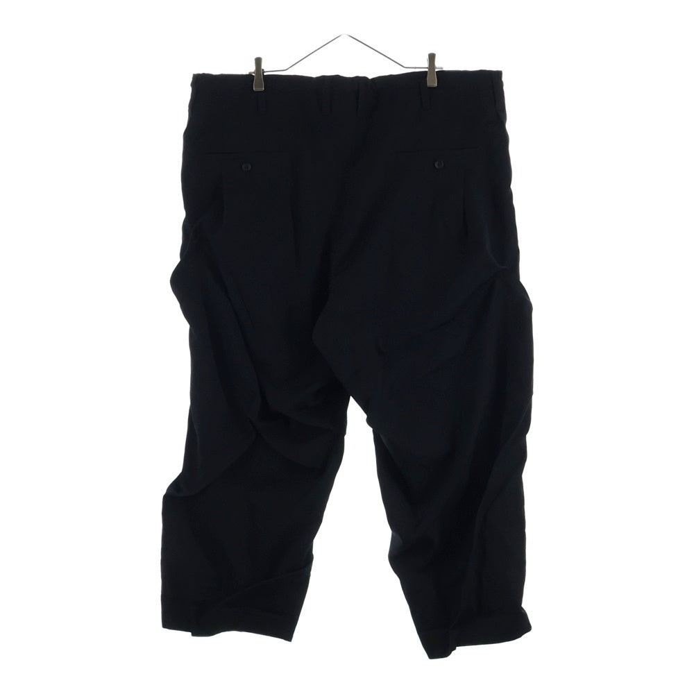 Yohji Yamamoto POUR HOMME(ヨウジヤマモト プールオム) 3SS ランダムタックウールワイドスラックスパンツ ブラック HZ-P54-100