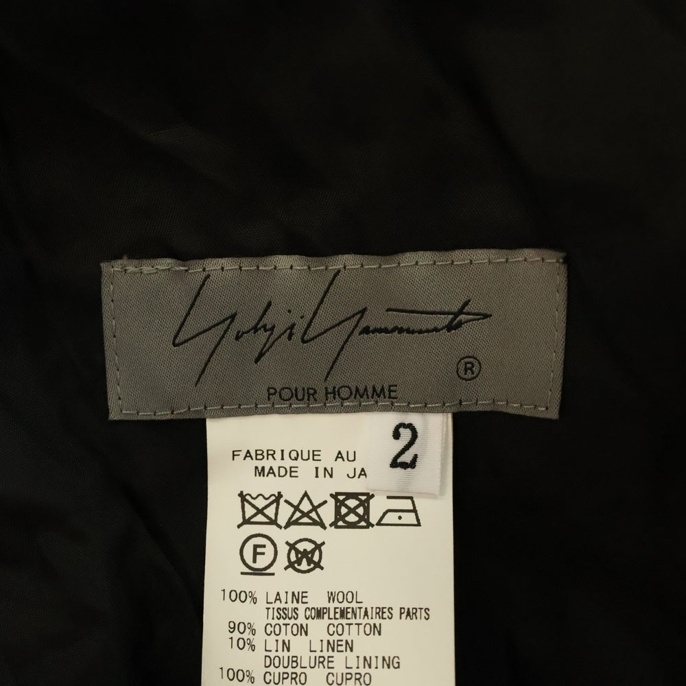 Yohji Yamamoto POUR HOMME(ヨウジヤマモト プールオム) 3SS ランダムタックウールワイドスラックスパンツ ブラック HZ-P54-100