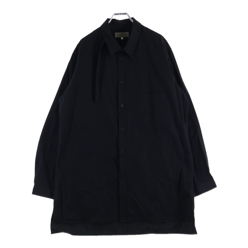 Yohji Yamamoto POUR HOMME(ヨウジヤマモト プールオム) タブ付きロングシャツ HN-B19-014 ブラック