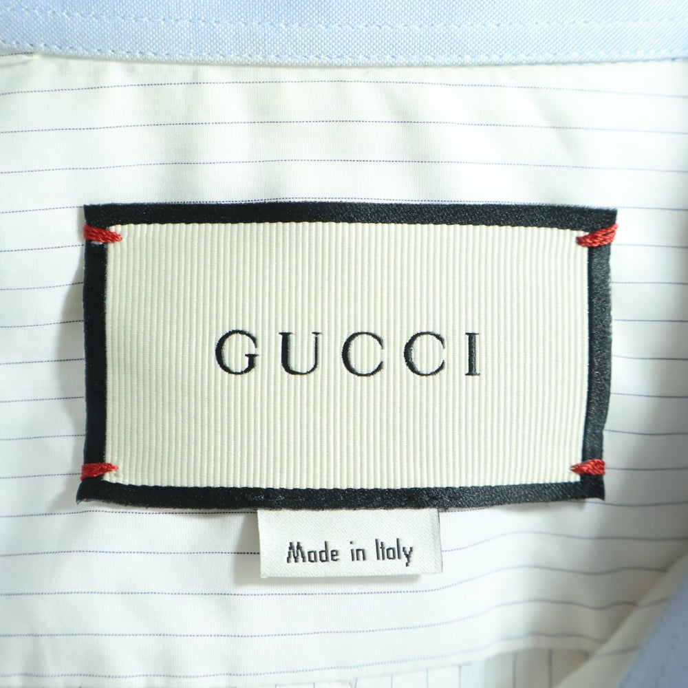 GUCCI(グッチ) ストライプ長袖シャツ 襟花刺繍 493767 Z369F