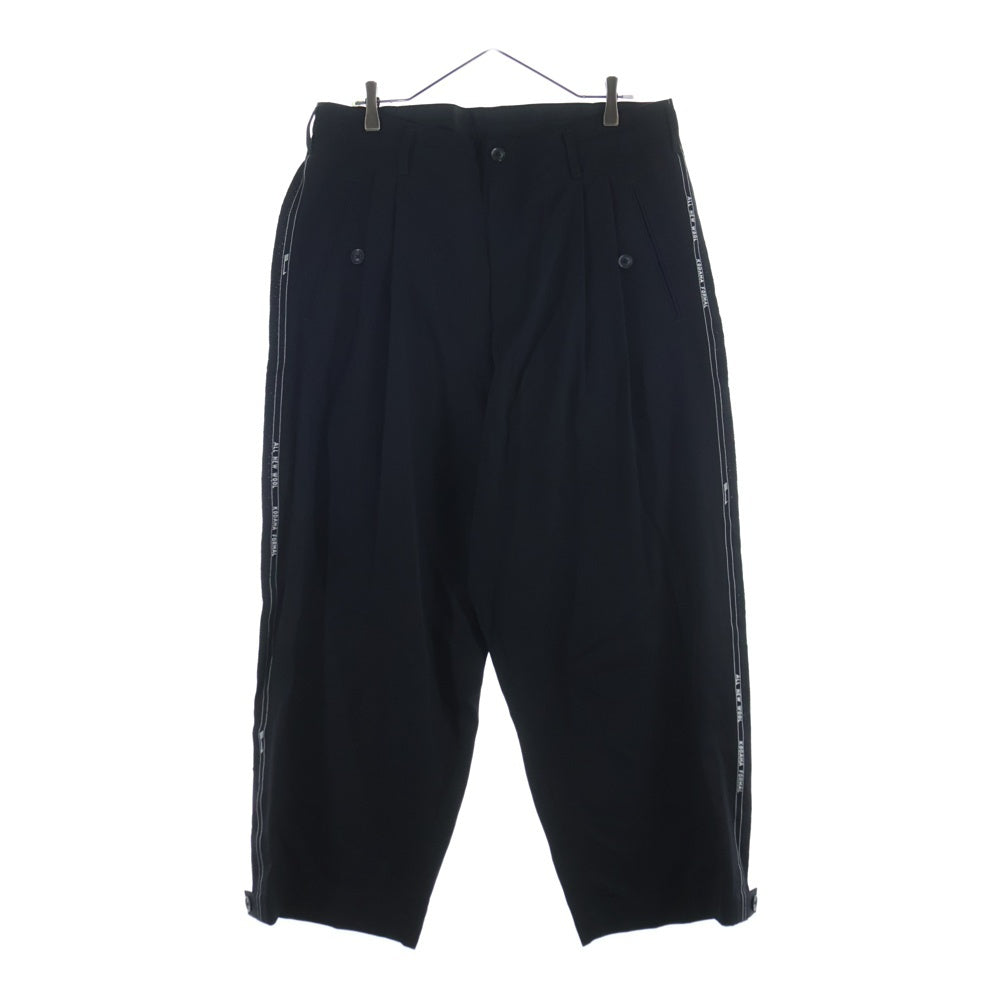Yohji Yamamoto POUR HOMME(ヨウジヤマモト プールオム) 20AW G-タブP左右脇生地耳 ギャバ ワイドパンツ ブラック HR‐P63‐143