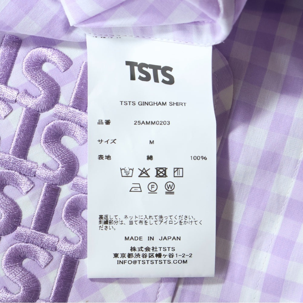 TSTS(ティーエスティーエス) TSTS GINGHAM SHIRT ロゴギンガムチェックシャツ パープル 25AMM0203