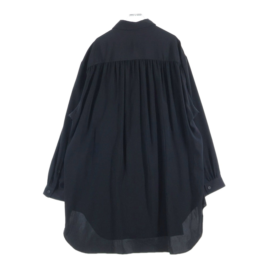 Yohji Yamamoto POUR HOMME(ヨウジヤマモト プールオム) 左ギャザーシャツ 長袖シャツ ブラック HN-B39-500