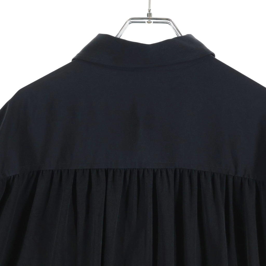 Yohji Yamamoto POUR HOMME(ヨウジヤマモト プールオム) 左ギャザーシャツ 長袖シャツ ブラック HN-B39-500