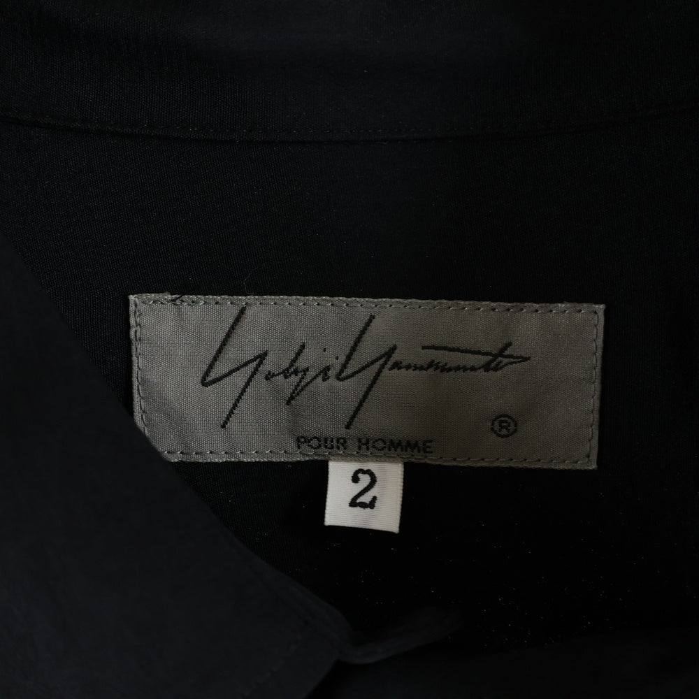 Yohji Yamamoto POUR HOMME(ヨウジヤマモト プールオム) 左ギャザーシャツ 長袖シャツ ブラック HN-B39-500