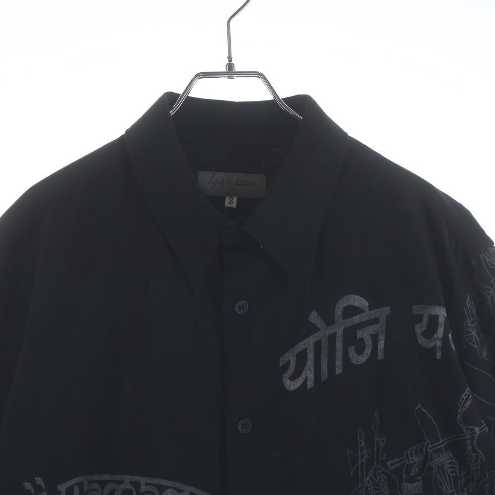 Yohji Yamamoto POUR HOMME(ヨウジヤマモト プールオム) BUJAY YY INDIA PRINT BLOUSE プリント長袖シャツ HE-B28-531 ブラック