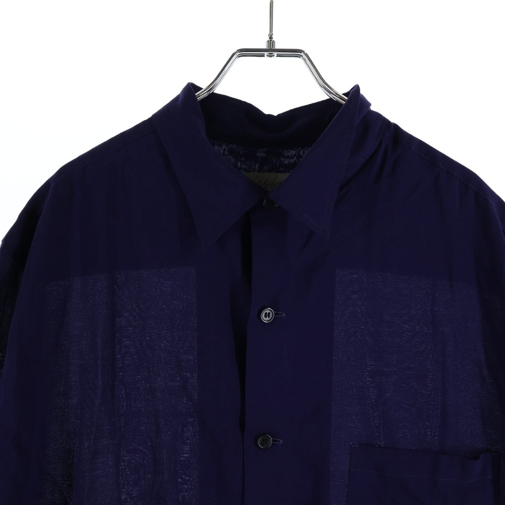 Yohji Yamamoto POUR HOMME(ヨウジヤマモト プールオム) セルロースロング半袖シャツ HG-B64-241 ネイビー