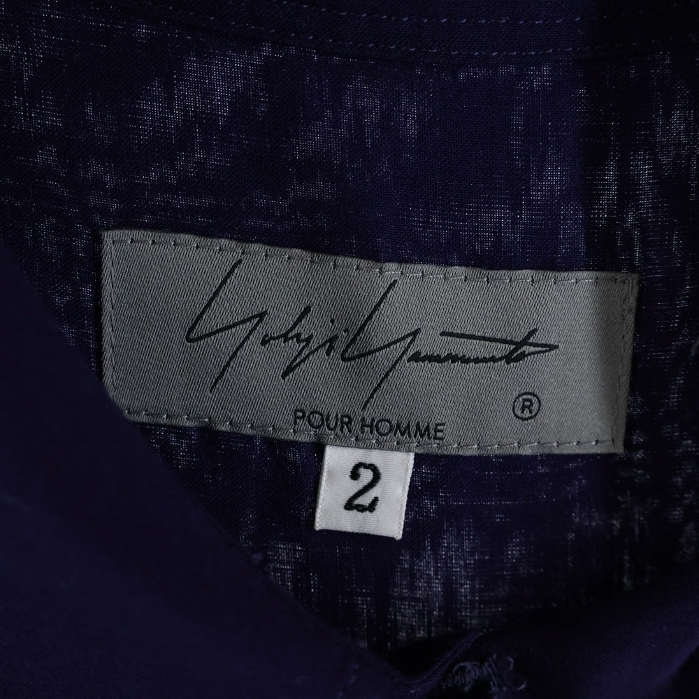 Yohji Yamamoto POUR HOMME(ヨウジヤマモト プールオム) セルロースロング半袖シャツ HG-B64-241 ネイビー